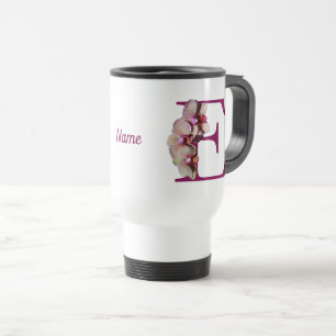 Orchid Elegant Monogram Initiaal E Naam Reisbeker