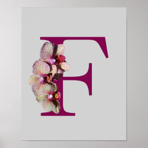 Orchid Elegant Monogram Initiaal F Poster