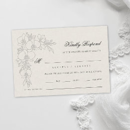 Orchid Elevated Ecru Formal Traditional Wedding RSVP Kaartje