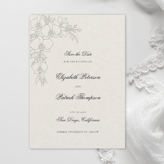 Orchid Elevated Ecru Formal Traditional Wedding Save The Date