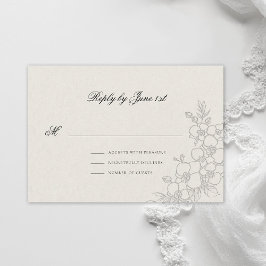 Orchid Elevated Ecru Traditional Formal Wedding RSVP Kaartje