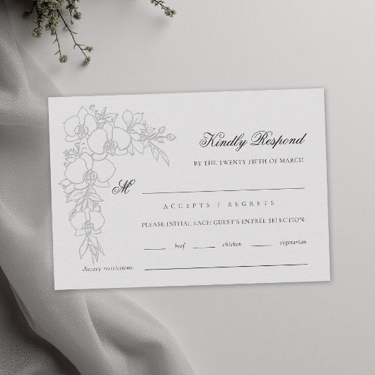 Orchid Elevated Ivory Formal Traditional Wedding RSVP Kaartje