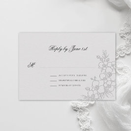 Orchid Elevated Ivory Traditional Formal Wedding RSVP Kaartje