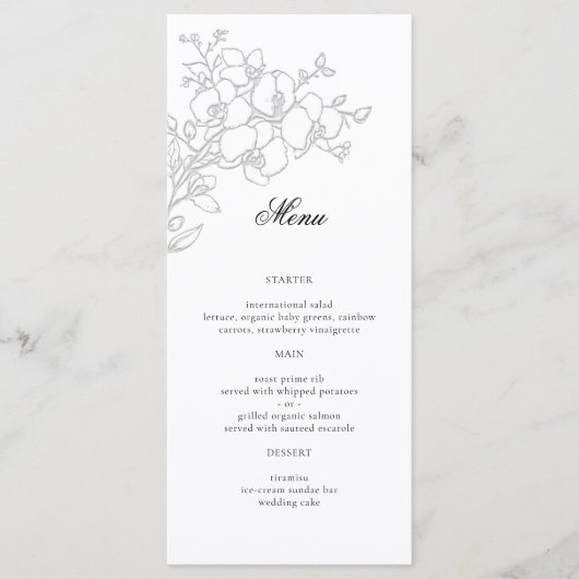 Orchid Elevated White Formal Traditional Wedding Menu (Voorkant)