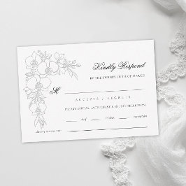 Orchid Elevated White Formal Traditional Wedding RSVP Kaartje