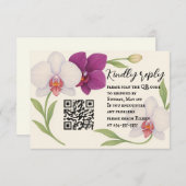 Orchid Embrace QR Code RSVP Card (Voorkant / Achterkant)