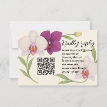 Orchid Embrace QR Code RSVP Card