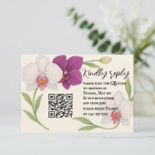 Orchid Embrace QR Code RSVP Card Kaartje (Staand voorkant)
