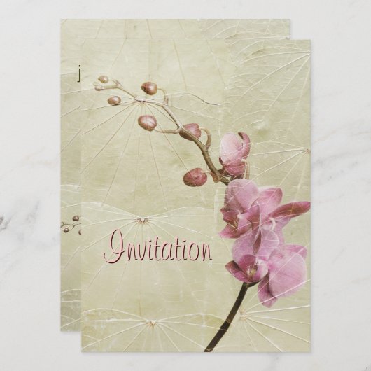 Orchid en Leaf texture Invitation Kaart (Voorkant / Achterkant)
