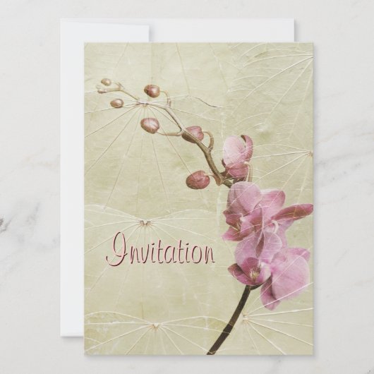 Orchid en Leaf texture Invitation Kaart (Voorkant)