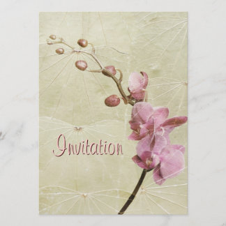 Orchid en Leaf texture Invitation Kaart
