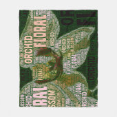 Orchid Floral bloesem over groene Word Cloud Fleece Deken (Voorkant)