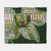 Orchid Floral bloesem over groene Word Cloud Fleece Deken (Voorkant (Horizontaal))