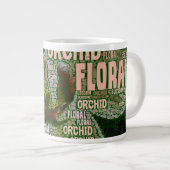 Orchid Floral bloesem over groene Word Cloud Grote Koffiekop (Voorkant rechts)