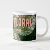 Orchid Floral bloesem over groene Word Cloud Grote Koffiekop (Rechts)