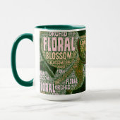 Orchid Floral bloesem over groene Word Cloud Mok (Links)