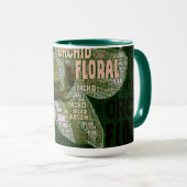 Orchid Floral bloesem over groene Word Cloud Mok (Voorkant rechts)