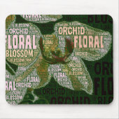 Orchid Floral Blossom Green Back Word Cloud Muismat (Voorkant)