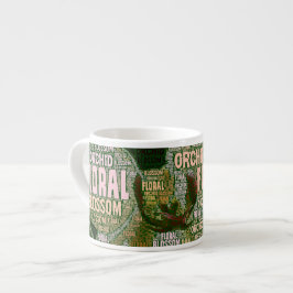Orchid Floral Blossom over Bourgundy Word Cloud Espresso Kop