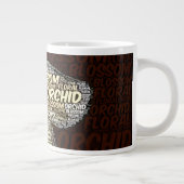 Orchid Floral Blossom over Bourgundy Word Cloud Grote Koffiekop (Rechts)