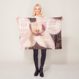 Orchid Floral Blossom Word Cloud Fleece Deken