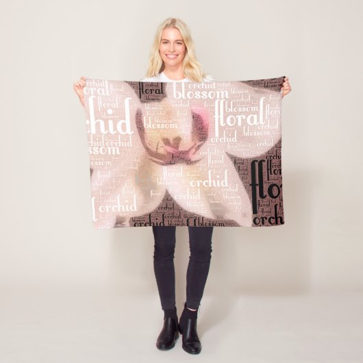 Orchid Floral Blossom Word Cloud Fleece Deken (In situ)