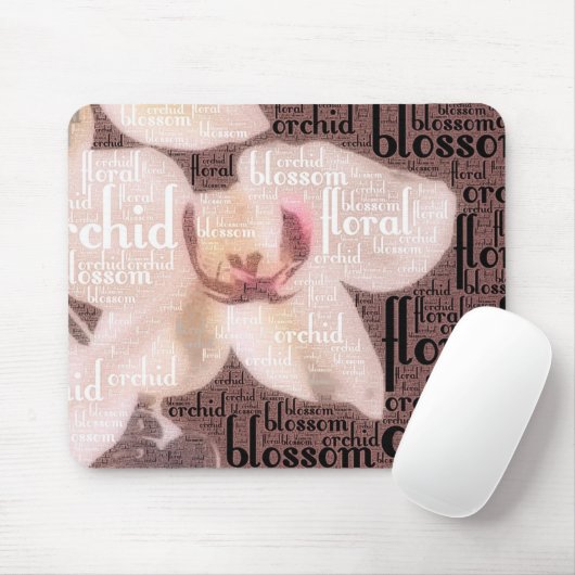 Orchid Floral Blossom Word Cloud Muismat (Met muis)