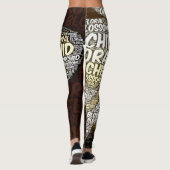 Orchid Floral Blossom Word Cloud Over Bourgogne Leggings (Achterkant)