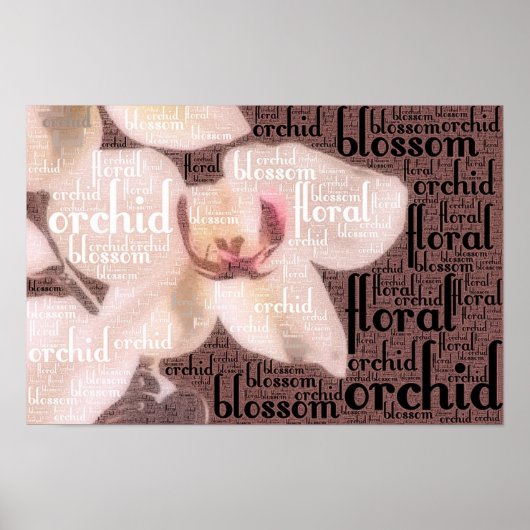 Orchid Floral Blossom Word Cloud Poster (Voorkant)
