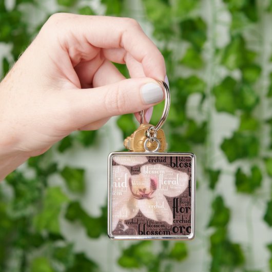 Orchid Floral Blossom Word Cloud Sleutelhanger (Hand)