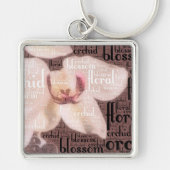 Orchid Floral Blossom Word Cloud Sleutelhanger (Voorkant)