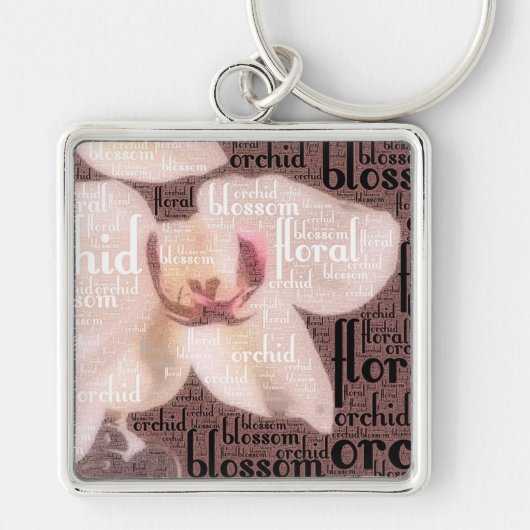Orchid Floral Blossom Word Cloud Sleutelhanger (Voorkant)