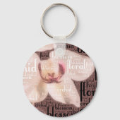 Orchid Floral Blossom Word Cloud Sleutelhanger (Voorkant)