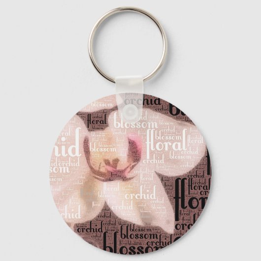 Orchid Floral Blossom Word Cloud Sleutelhanger (Voorkant)