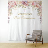 Orchid Floral First Communion Backdrop Wandkleed (In situ)
