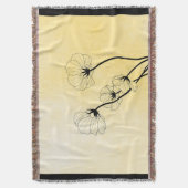 orchid floral line art on yellow deken (Voorkant Verticaal)