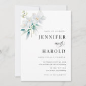 Orchid Floral Minimal Plain All in One Wedding Kaart (Voorkant)