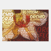 Orchid Floral Word Cloud Decoupage Inpakpapier Vel (Voorkant 2)