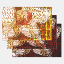 Orchid Floral Word Cloud Decoupage Inpakpapier Vel
