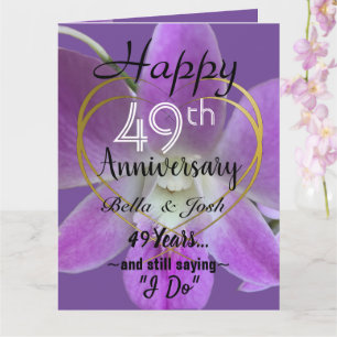 Orchid Flower 49th Wedding Jubileum Card Kaart
