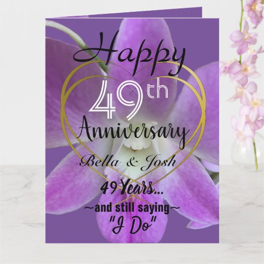 Orchid Flower 49th Wedding Jubileum Card Kaart (Orchidee)