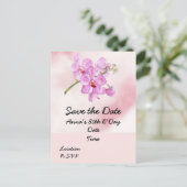 Orchid flower 80th Birthday Save the Date Briefkaa Briefkaart (Staand voorkant)