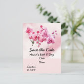 Orchid flower 80th Birthday Save the Date Briefkaa Briefkaart (Staand voorkant)