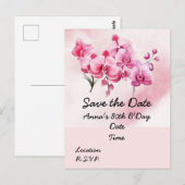 Orchid flower 80th Birthday Save the Date Briefkaa Briefkaart (Voorkant / Achterkant)