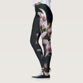 Orchid Flower Black achtergrond Leggings (Links)