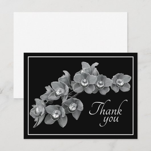 Orchid Flower Black/White Black Backdrop Hartelijk Briefkaart (Voorkant / Achterkant)