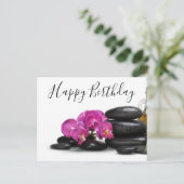 Orchid Flower met Hot stone Birthday Briefkaart (Staand voorkant)