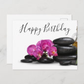 Orchid Flower met Hot stone Birthday Briefkaart (Voorkant / Achterkant)
