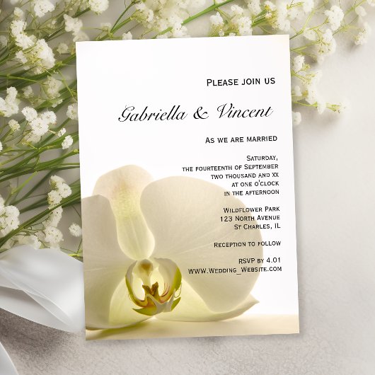 Orchid Flower on White Wedding Kaart