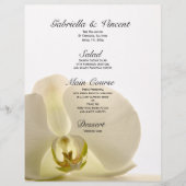 Orchid Flower on White Wedding Menu (Voorkant)
